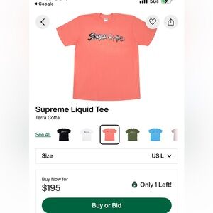 Supreme Peach Tee with Graphic water